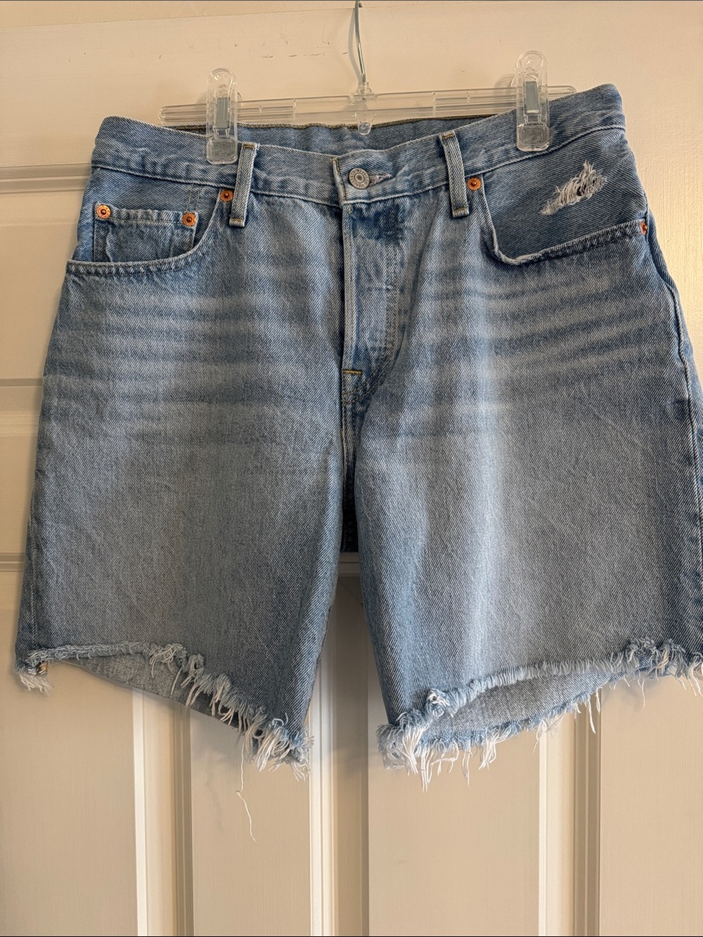 Levi's Light Blue Distressed Denim Cutoff Shorts